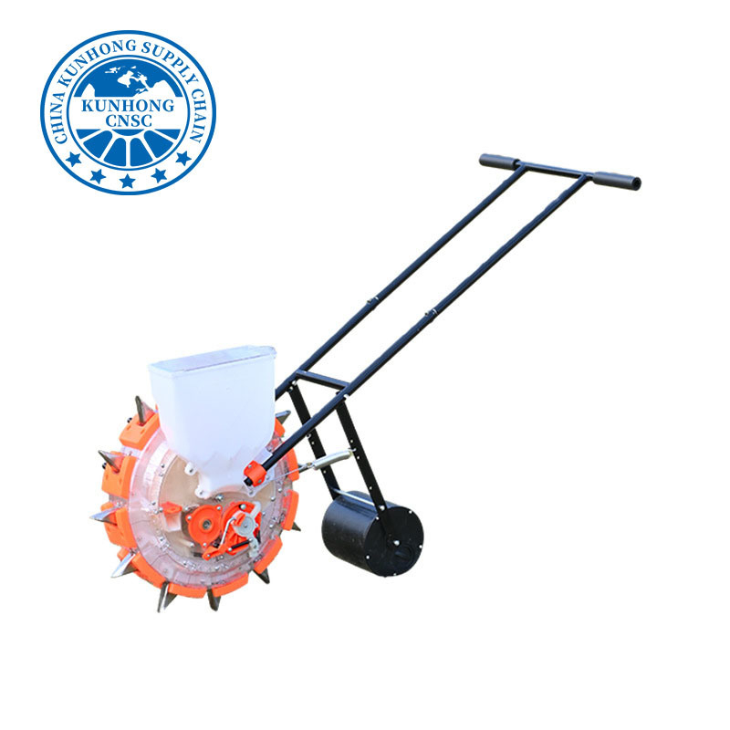 زارع الذرة ذات الأسطوانة اليدوية والأسمدة 2 صفوف يدوي دفع بذور الذرة